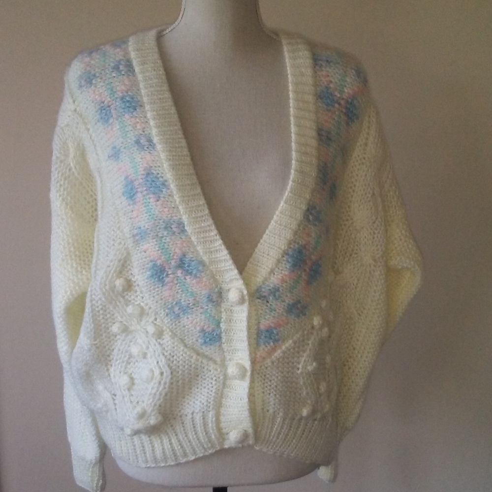 Vintage NEW hand knit IVY button down cardigan